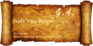 György Anina névjegykártya